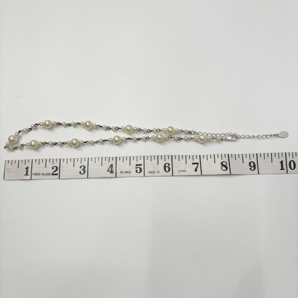 2028 Signed Silver Tone Faux Pearl Necklace – 16" Vintage-Inspired Beaded Chain - Picture 5 of 5